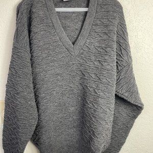 Michael Stossel Vintage V-Neck Wool Sweater Sz XL